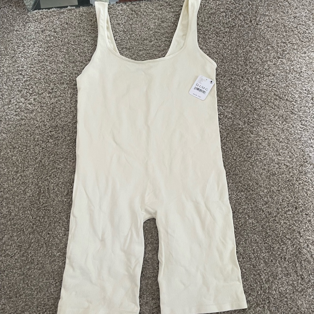 Free People Cream Jumpsuit Sleeveless Scoop Neck